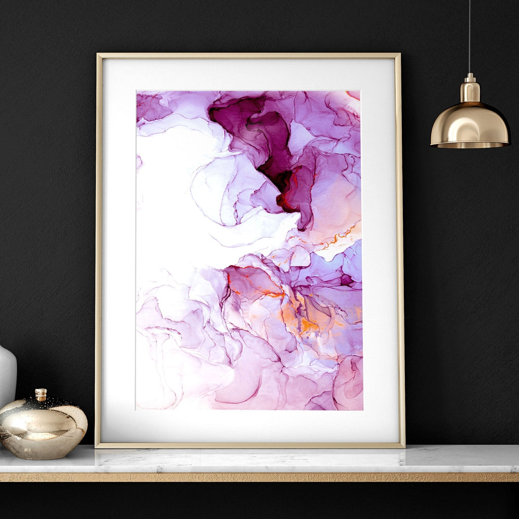 Set di 3 Stampe Astratte per Ufficio | Arte a Inchiostro Bianco e Magenta