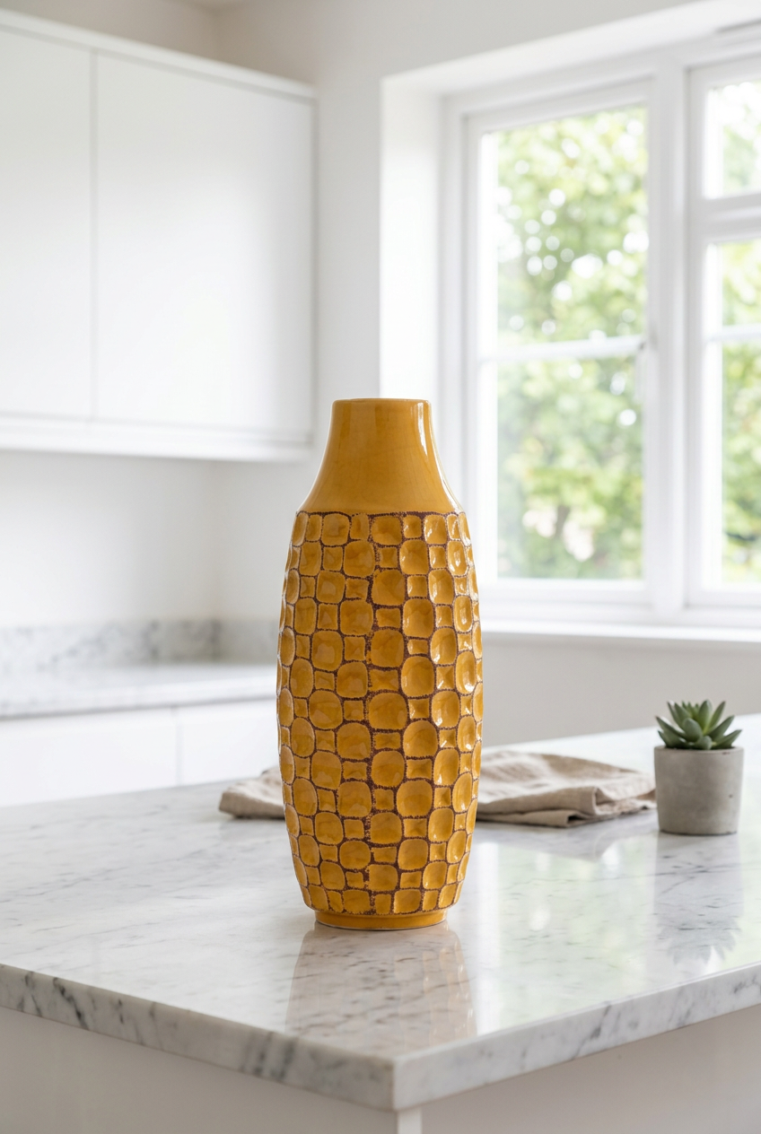 Vaso in Ceramica Giallo Senape | Design Moderno