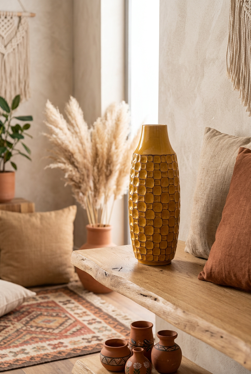 Vaso in Ceramica Giallo Senape | Design Moderno