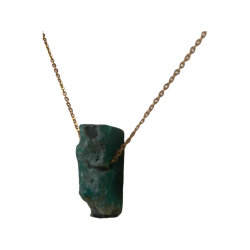 Collana con Pendente in Avventurina Verde Grezza Naturale
