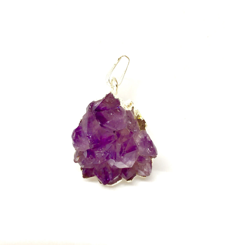 Collana con Pendente in Ametista Viola Grezza e Oro