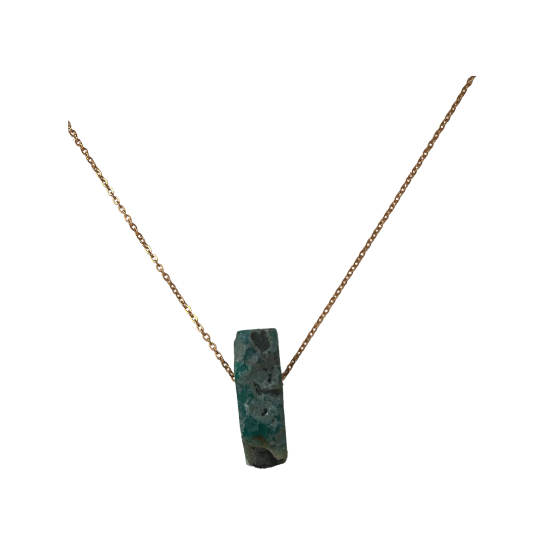 Collana con Pendente in Avventurina Verde Grezza Naturale