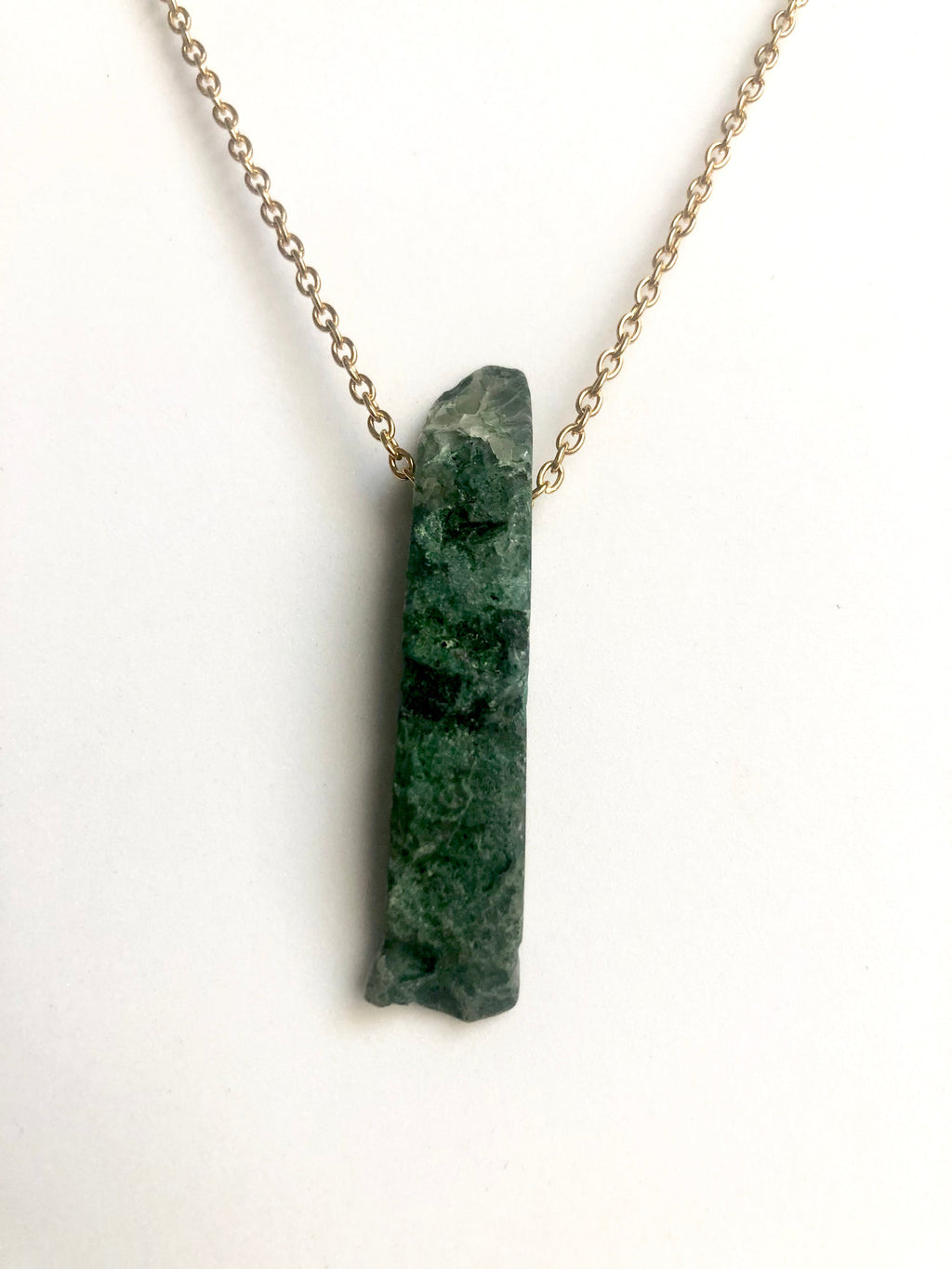 Collana con Pendente in Avventurina Verde Grezza Naturale