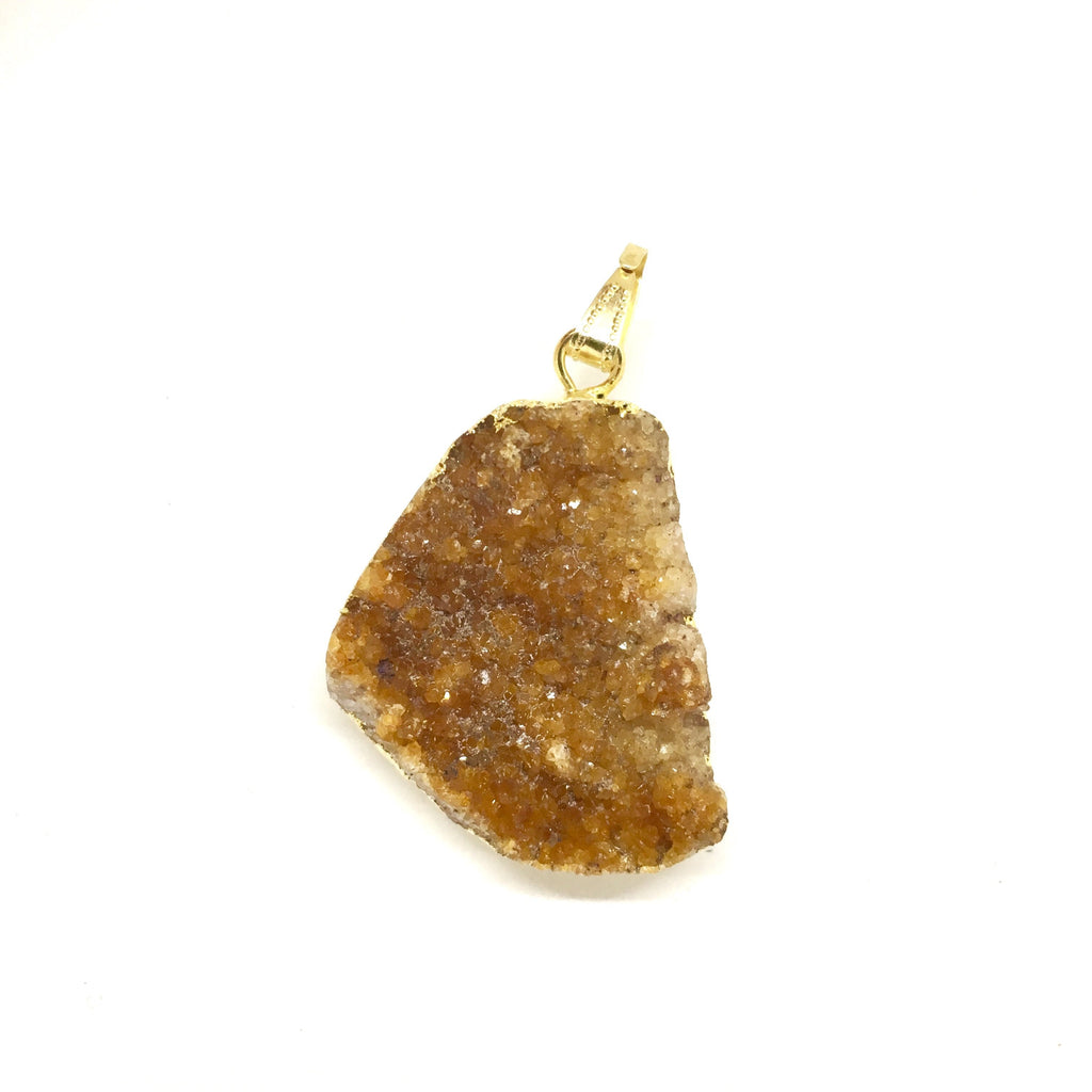 Collana con Pendente in Drusa di Citrino Naturale e Oro