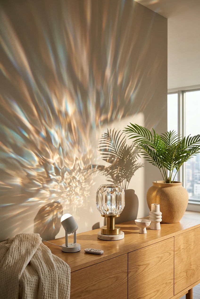 Lampada da Tavolo Proiettore Effetto Acqua e Luce d'Ambiente